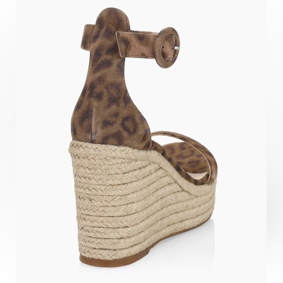 NWOT L’AGENCE Elysee Cheetah-Print Suede Espadrille Wedge Sandals Size 8.5 - Picture 4 of 11